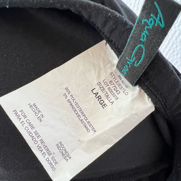 AQUA GREEN OPEN FLOWY LEG ROUCHED WAISTBAND PULL ON PANTS SIZE L - Picture 8 of 10